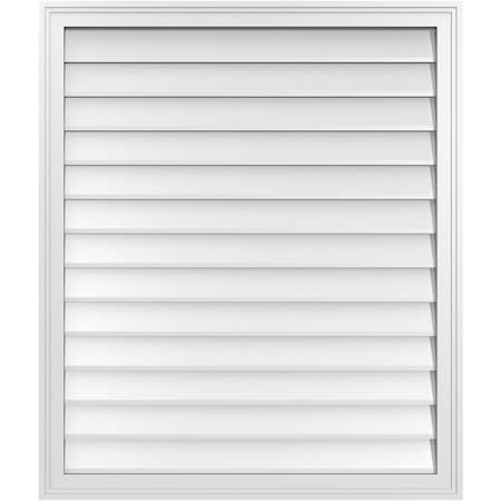 Ekena Millwork Vertical Surface Mount PVC Gable Vnt: Non-Functional, w/2"W x 1-1/2"H, Brickmould Frame, 34"W x 40"H GVPVE34X4002SN